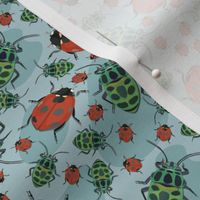 Retro Bugs // Normal Scale // Beetle Insects // Animal Nature // Blue Background