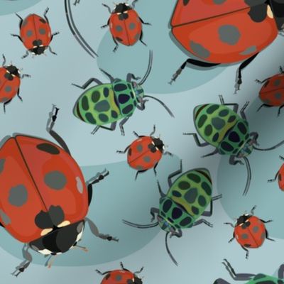 Retro Bugs // Normal Scale // Beetle Insects // Animal Nature // Blue Background