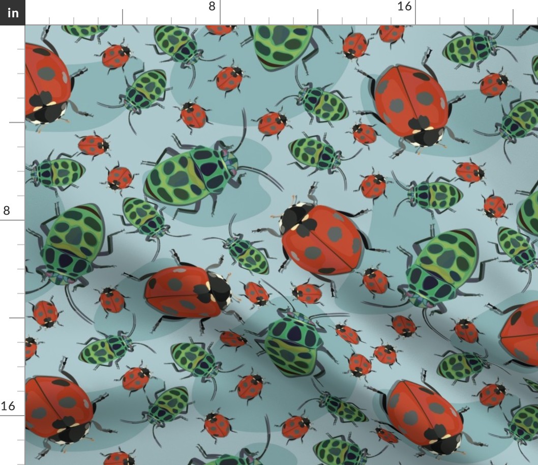 Retro Bugs // Normal Scale // Beetle Insects // Animal Nature // Blue Background