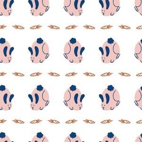  Seamless cartoon pet bunny rabbit doodle pattern. 