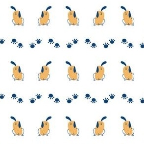  Seamless cartoon pet bunny rabbit doodle pattern. 