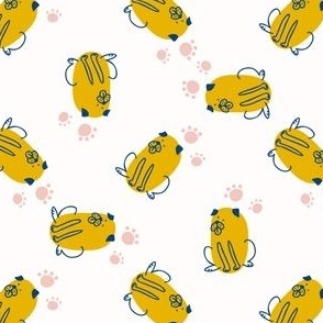  Seamless cartoon pet dog doodle pattern. Whimsical minimal 2 tone gender neutral 