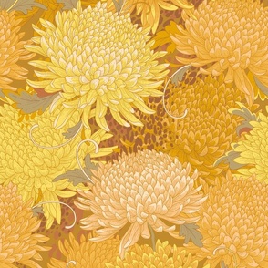 Autumn chrysanthemums honey yellow