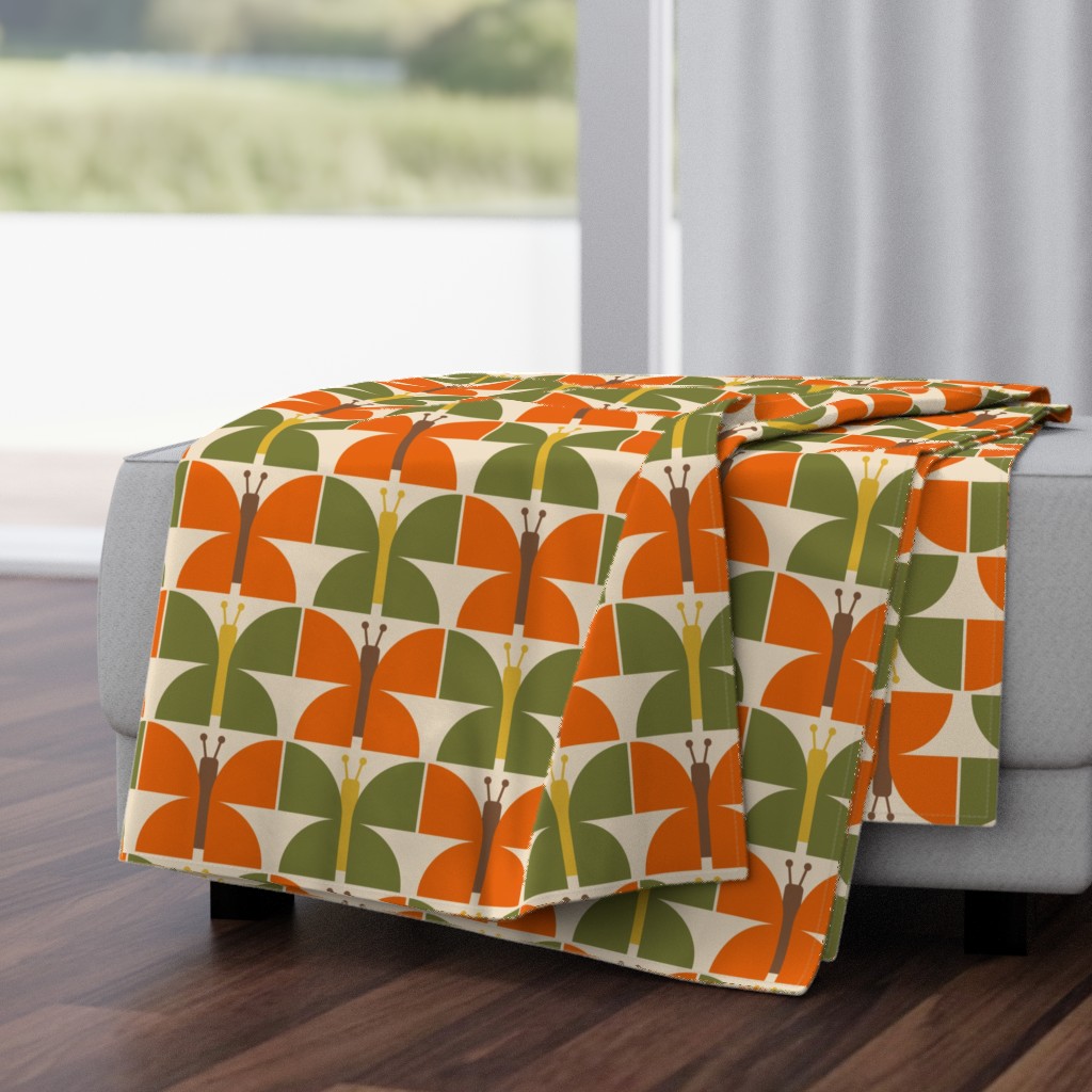 Retro Butterflies: Orange & Green