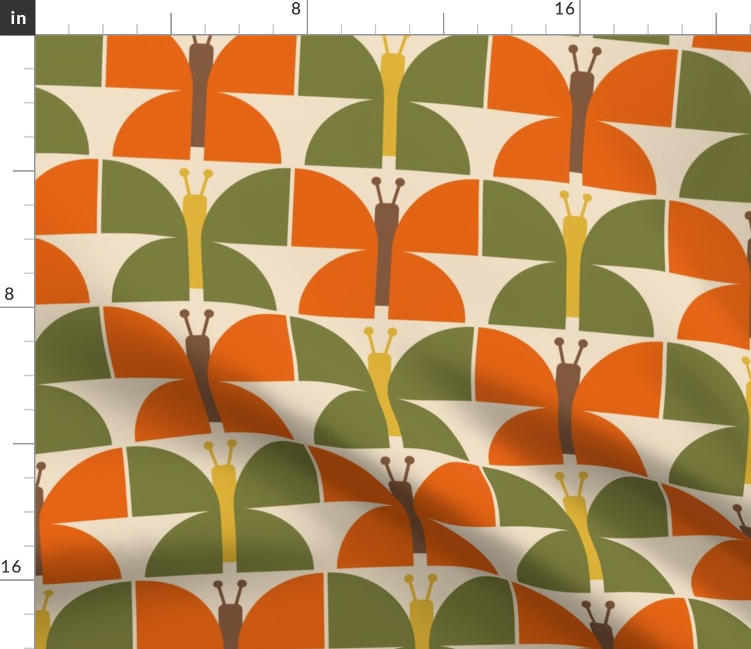 Retro Butterflies: Orange & Green