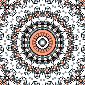 Kaleidoscope mandala gray on white 