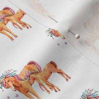 Mom and baby horses pattern on white