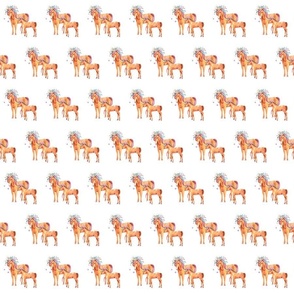 Mom and baby horses pattern on white