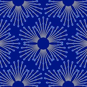 starburst beads - cream on blue