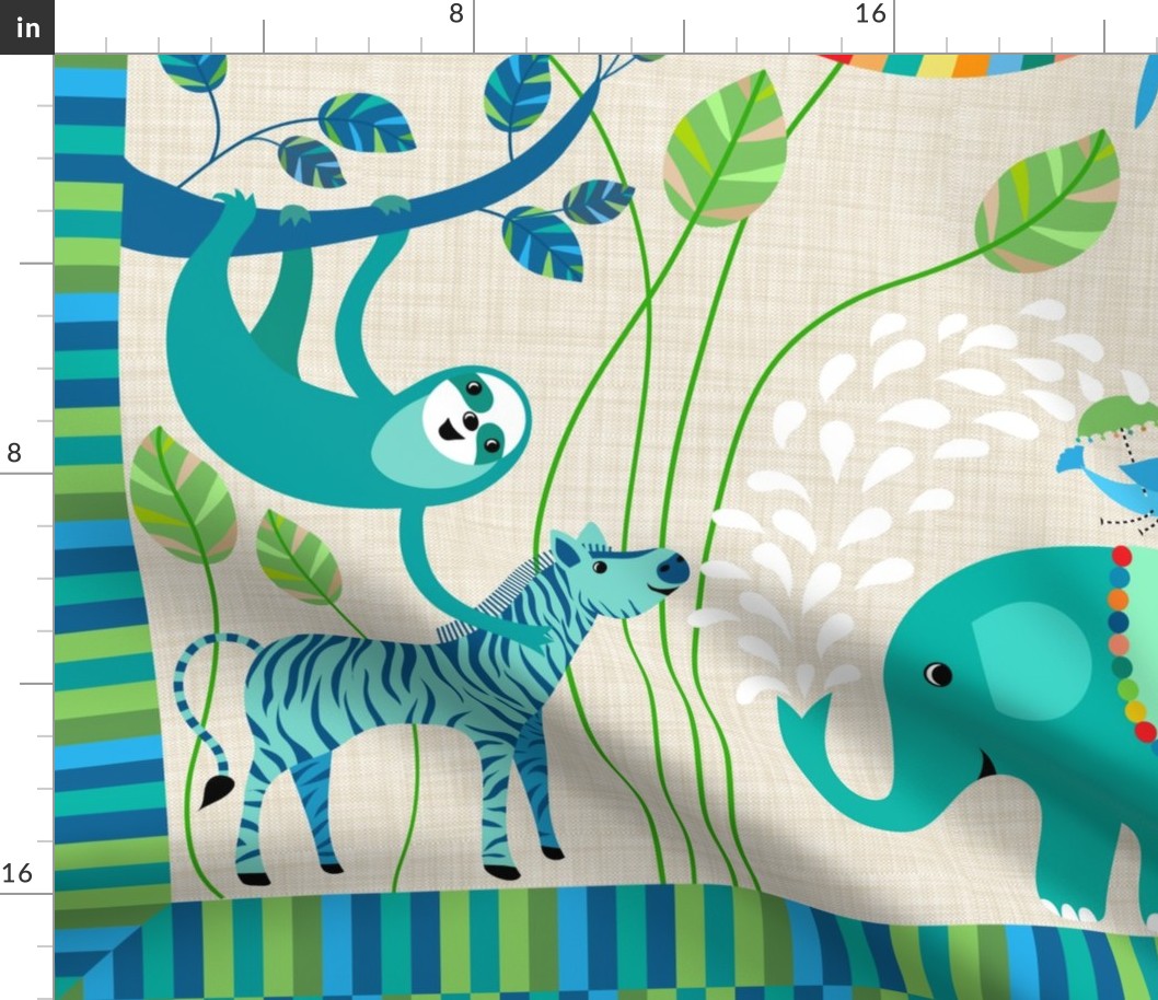 Identify the jungle animals playmat