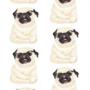 Pug With Glasses - White
