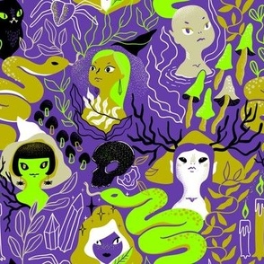 witches sabbath. salad neon green and violet
