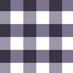 Large Buffalo check in purple and white colors