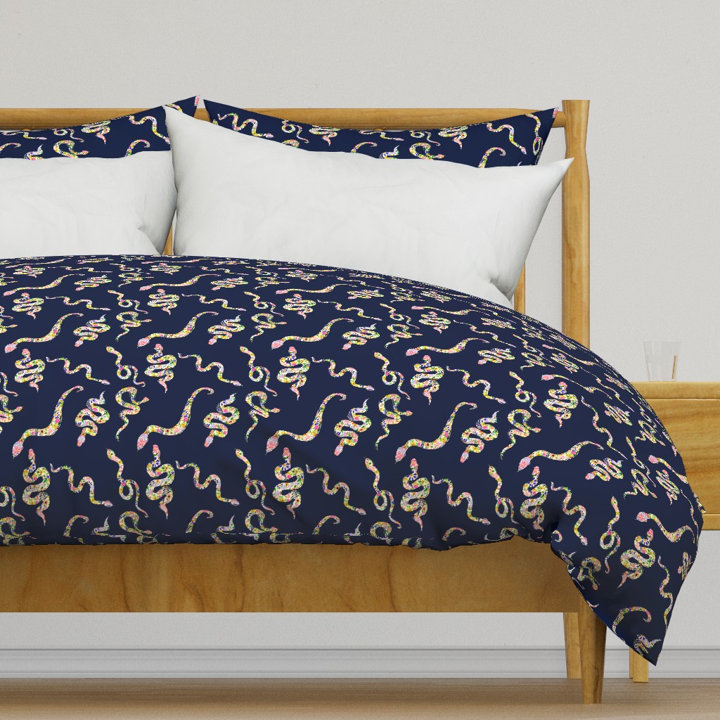 Floral Garden Snakes // Navy