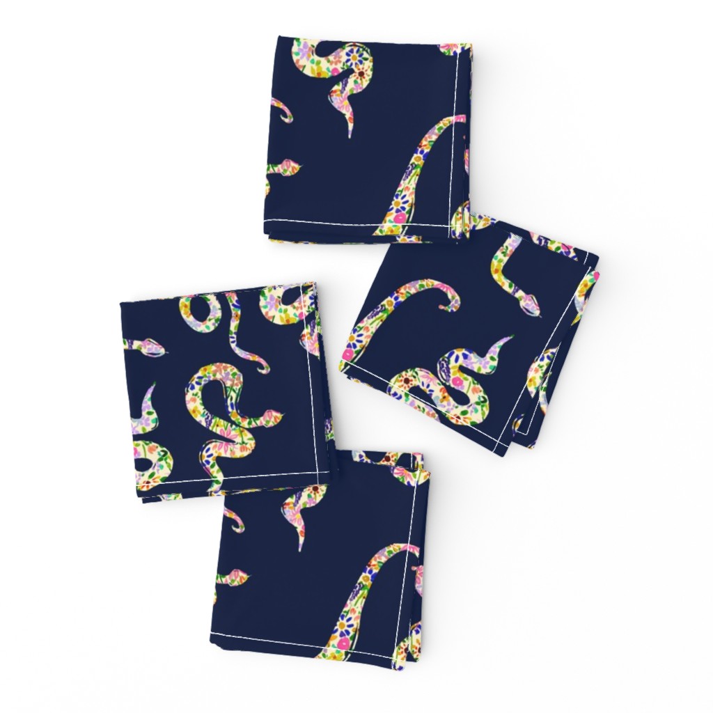 Floral Garden Snakes // Navy