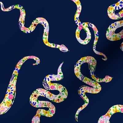 Floral Garden Snakes // Navy