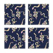 Floral Garden Snakes // Navy