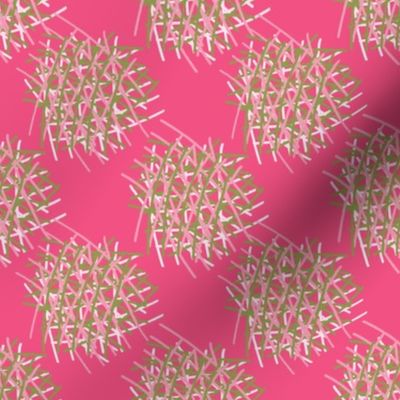 DSC23 - Two Inch Shaggy Crosshatch Polka Puffs  in Pink and Green - Coordinate for Surreal Dreams DSC23