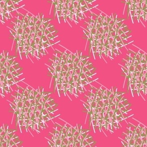 DSC23 - Two Inch Shaggy Crosshatch Polka Puffs  in Pink and Green - Coordinate for Surreal Dreams DSC23