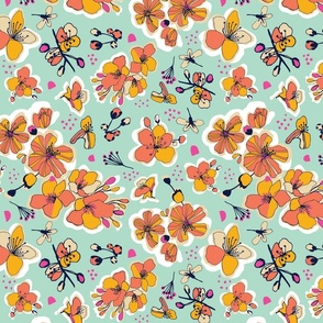 Flora Blossom | Mint | Marigold | Papaya | Hot Pink | Spring 2022  ©designsbyroochita