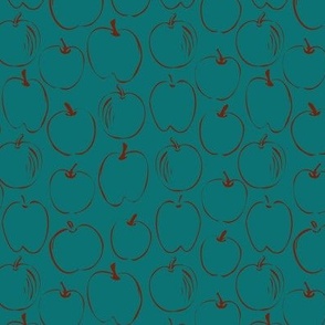 Apples - Chilli on Teal- 6" Repeat