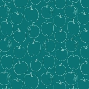 Apples - Sea Glass on Teal- 6" Repeat