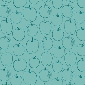 Apples - Teal on Sea Glass- 6" Repeat