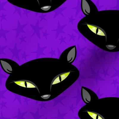 Black Cats on Purple Stars - Large