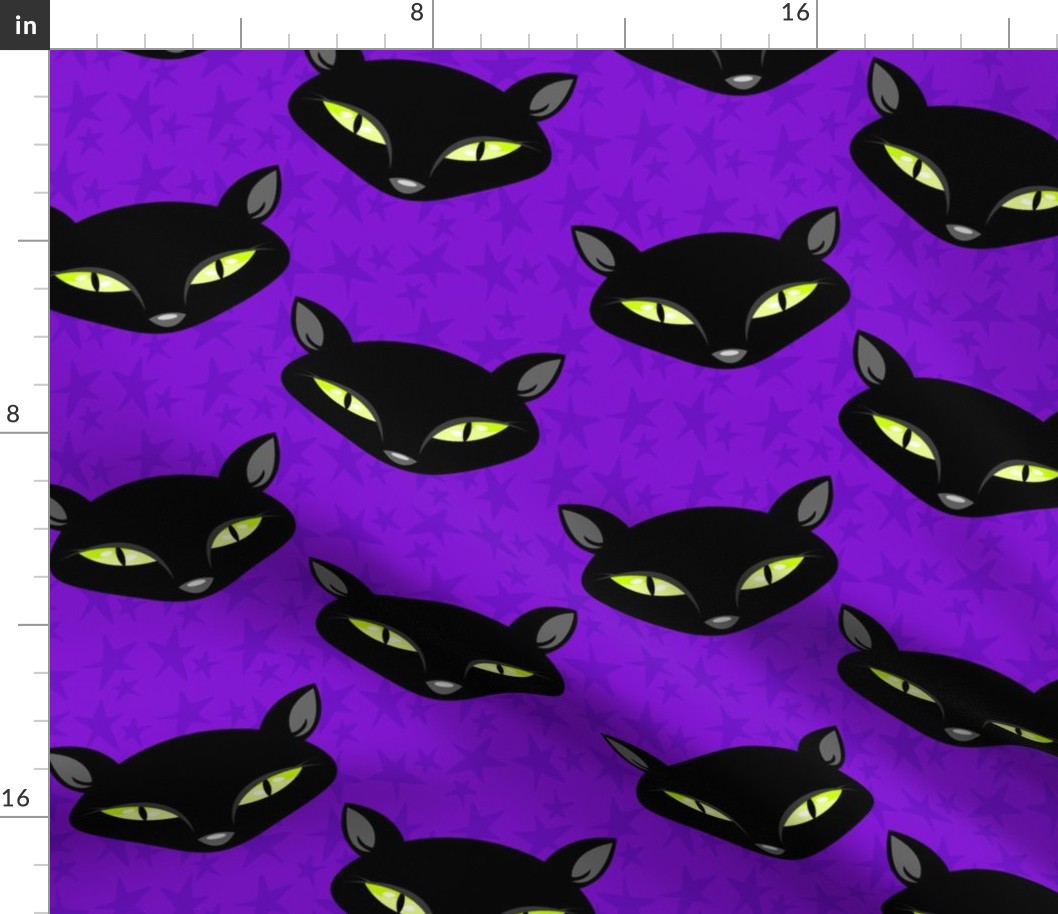 Black Cats on Purple Stars - Large