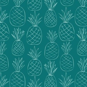 Pineapples - Sea Glass on Teal - 6" Repeat