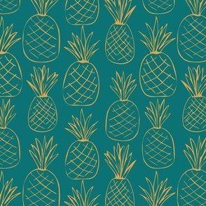 Pineapples - Tumeric on Teal