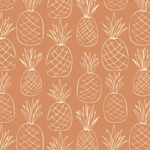 Pineapples - Vanilla on Terracotta - 6" Repeat