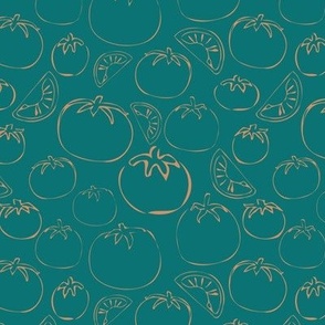 Tomatoes - Terracotta on Teal