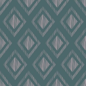 pink ikat on green