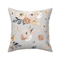 ephemeral bronze floral on gray