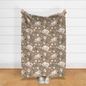 ephemeral bronze floral on taupe