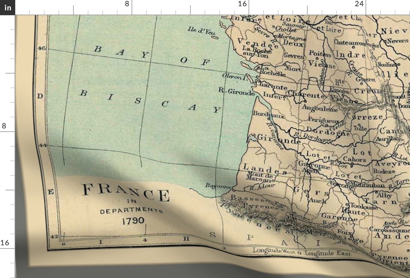 1790 map of France, XL (48" wide)