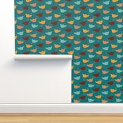 birds of autumn on teal 16 inch large