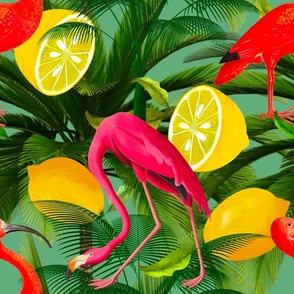 Tropical,exotic,lemons,summer,birds,flowers,flamingo Tropical,exotic,lemons,summer,birds,flowers,flamingo