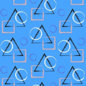 Geometrical shapes on blue
