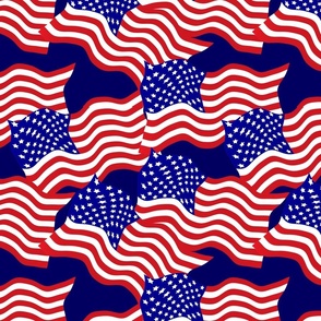 American Flags Collage on Midnight Blue