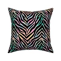 Wild zebra stripes and ombre gradient background bright rainbow pink mint yellow black LARGE