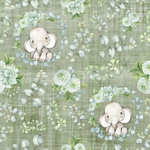 eucalyptus elephant olive linen