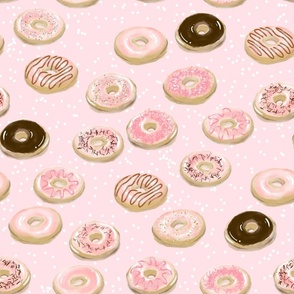 Watercolor Donut Assortment on Baby Pink