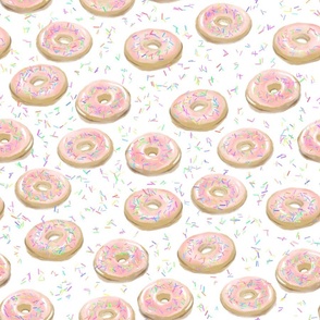 Pink Glazed Donuts with Rainbow Sprinkles