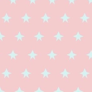 Light blue stars on a pink background  - baby girl nursery design