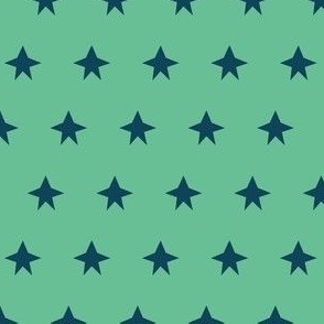 Blue stars on a green background