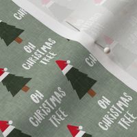 Oh Christmas Tree - Holiday Christmas Tree Santa hat - sage - LAD21