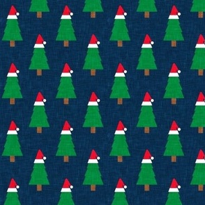 Santa Trees - Holiday Christmas Tree - navy - LAD21