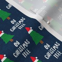 Oh Christmas Tree - Holiday Christmas Tree Santa hat - navy - LAD21